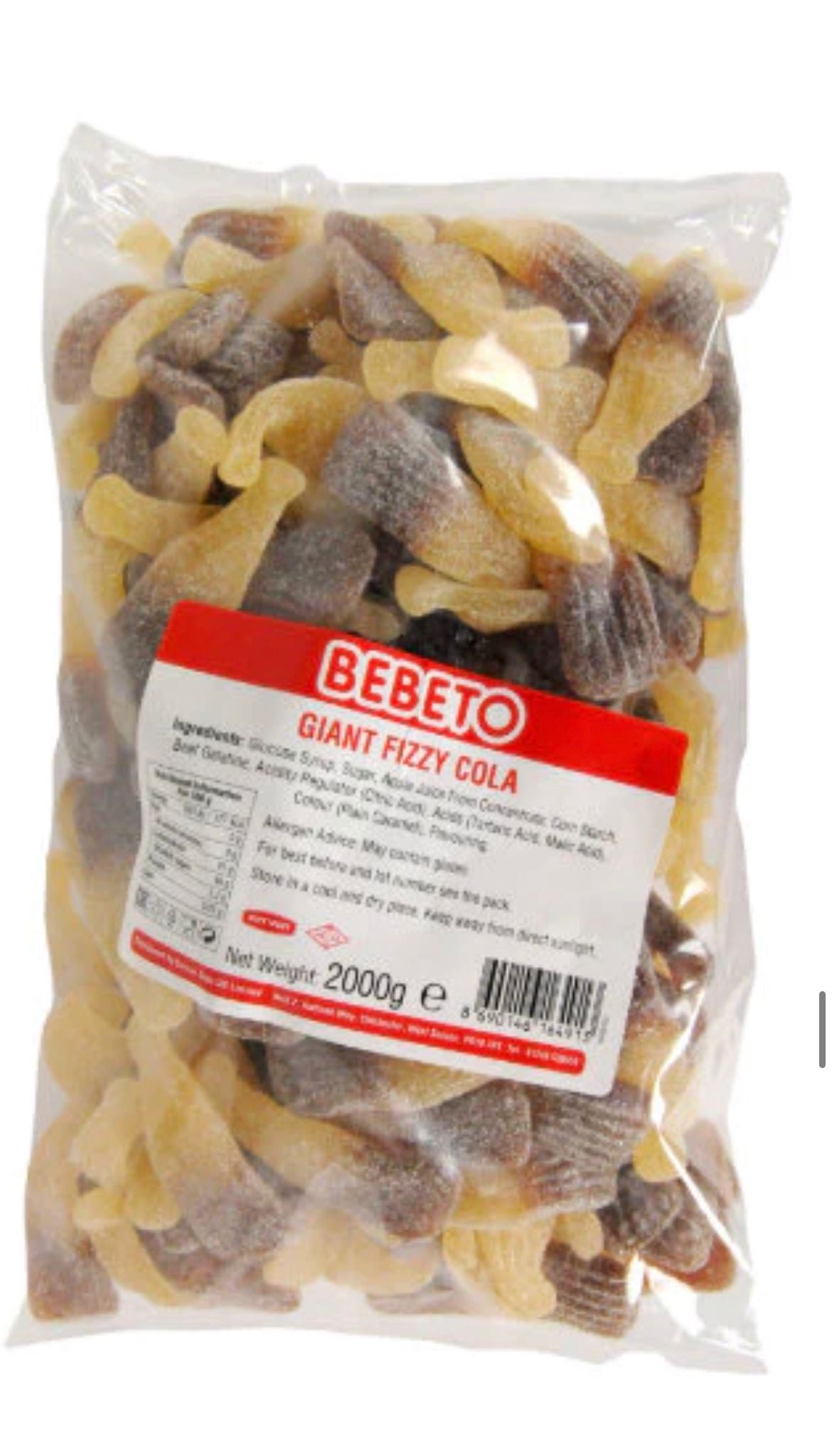 Bebeto Giant Fizzy Cola Bottles 2kg approx 145 pieces Halal